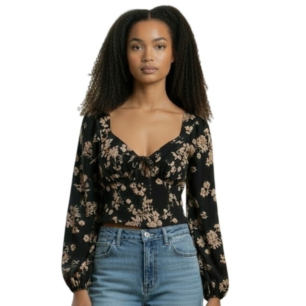 Y2k Abercrombie & Fitch Babydoll Smocked‎ Women's size Small Milkmaid Fairy Top